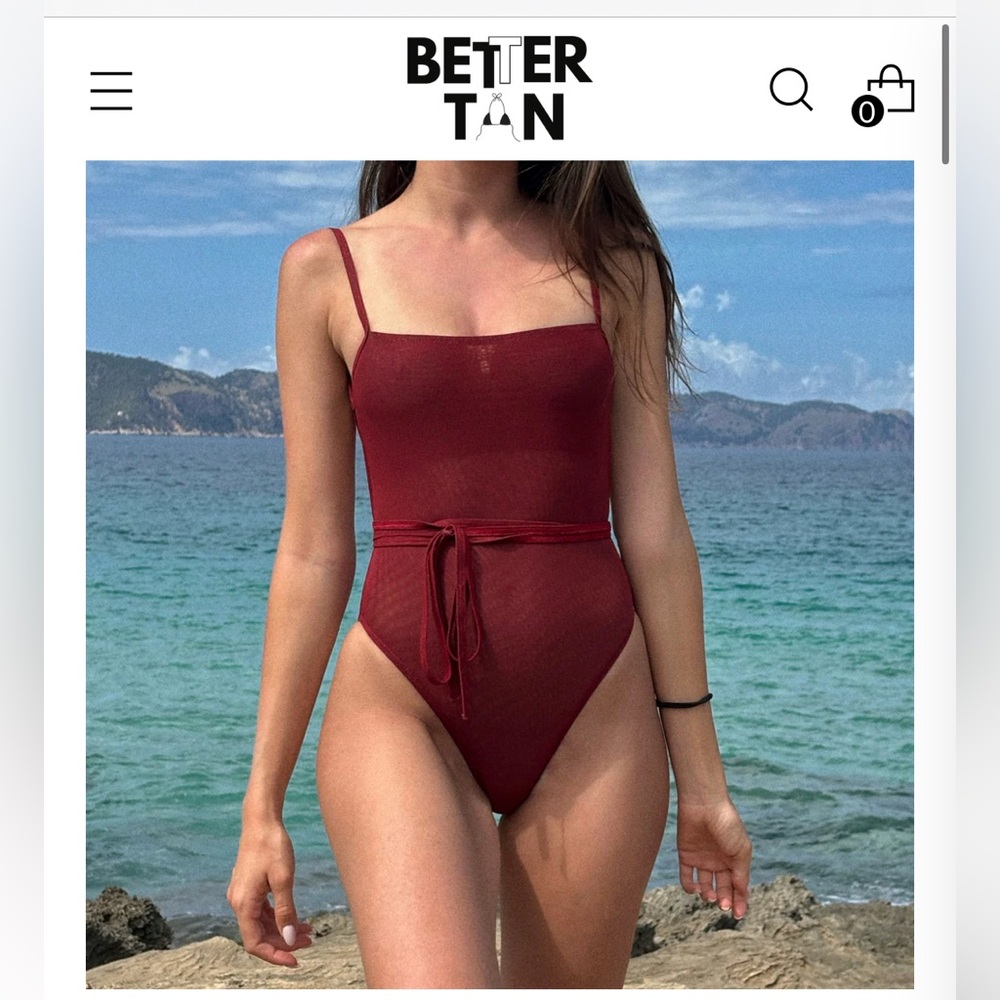 Better Tan Belize One-Piece Swimsuit (Cherry- Tan Through)